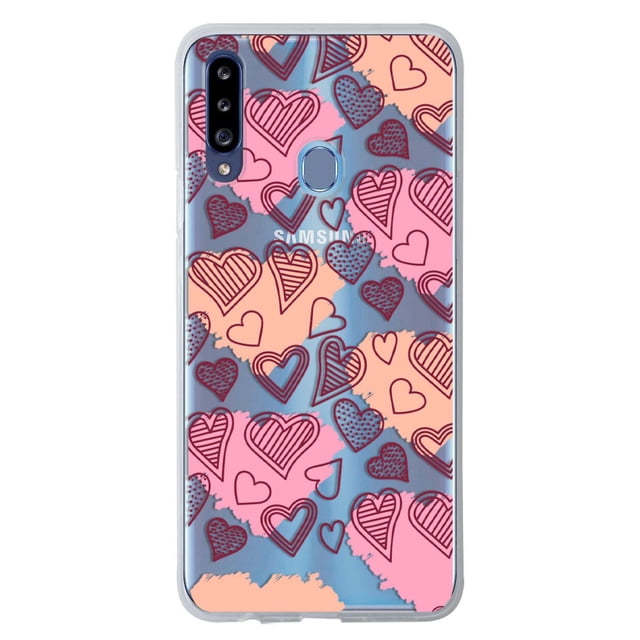 Funda Para Galaxy A20S Corazones Manchas, Uso Rudo, InstaCase Protector para Galaxy A20S Antigolpes, Case Corazones Manchas