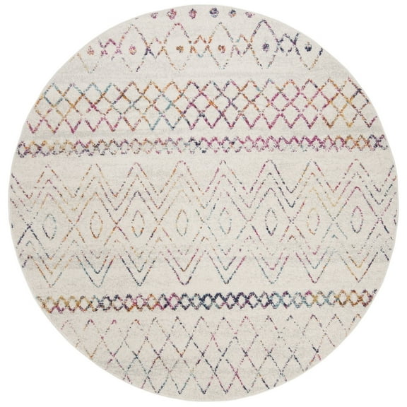 SAFAVIEH Madison Hannah Geometric Area Rug, Ivory/Fuchsia, 4' x 4' Round