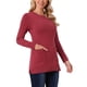 thumbnail image 4 of SUÉTER LARGO DE MANGA LARGA PARA MUJER INSPIRE CHIC, TUNICA, AJUSTE SUELTO, CAMISA DE PUNTO CASUAL CON BOLSILLOS, L ROJO OSCURO, 4 of 6