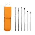thumbnail image 2 of Vogacara Paquete de 6 palillos para los oídos, Kit de removedor de cerumen de acero inoxidable, recogedores de limpieza de curetas pulidas de cuidado de los oídos Amarillo, 2 of 6