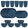 thumbnail image 1 of Nvzi 24pcs Wheat Straw Dinnerware Set,Plates and Bowls Set,Camping Dish Set for 6, Plastic Dinnerware Set,Dishwasher Safe Dinnerware Set,Dark Blue, 1 of 5