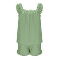 thumbnail image 6 of APEXFWDT Womens Lounge Set Ruffle Trim Pajama Set Sleepshorts + Scoop Neck Tank PJs Sleepwear for Morning Coffee XL,Green, 6 of 7
