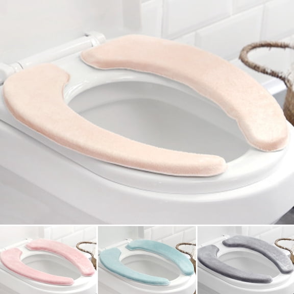 Homerr Toilet Seat Cushion Peel And Stick Toilet Seat Cushion Thick Warm Washable Toilet Seat Cover Static Proof Soft Flannel Cushion for Winter Autumn