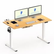Flexispot 55x28 Erogonomic Home Office Height Adjustable Standing Desk Bamboo Desktop White Frame Computer Desk