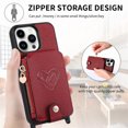 thumbnail image 3 of ELEHOLD Crossbody Wallet Case for iPhone 15 Pro Max with Card Holder, Zipper Card Slot Shockproof Purse Stand Cover with Removable Lanyard  Crossbody Shoulder Strap 6.7 Inch,Red, 3 of 11