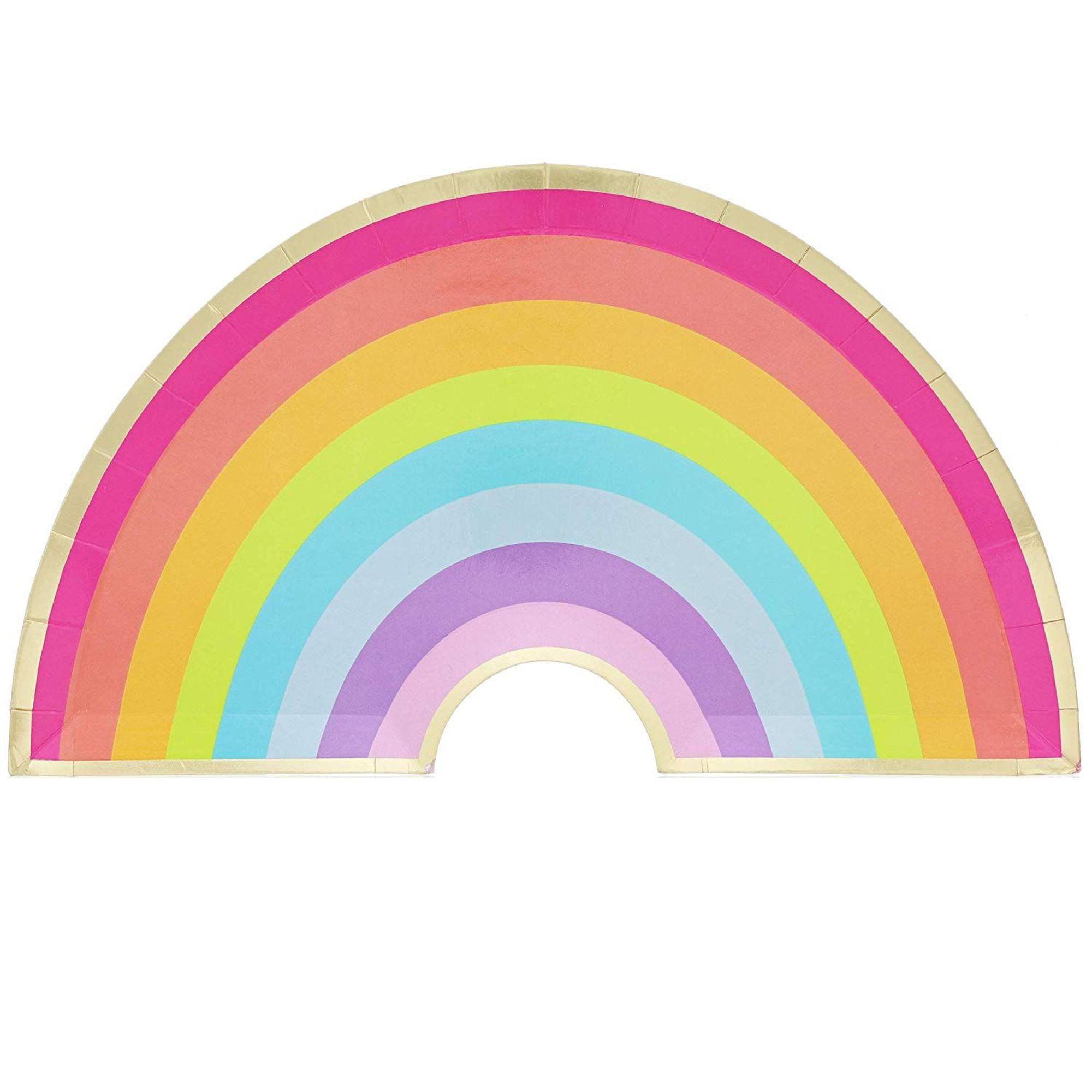 Rainbow Party Plates with Gold Foil (48 Count)