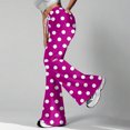 thumbnail image 4 of Women's Fashion Loose Drawstring Waist Polka Dot Print Casual Sports Flared Pants, Fuchsia, XL, 4 of 4
