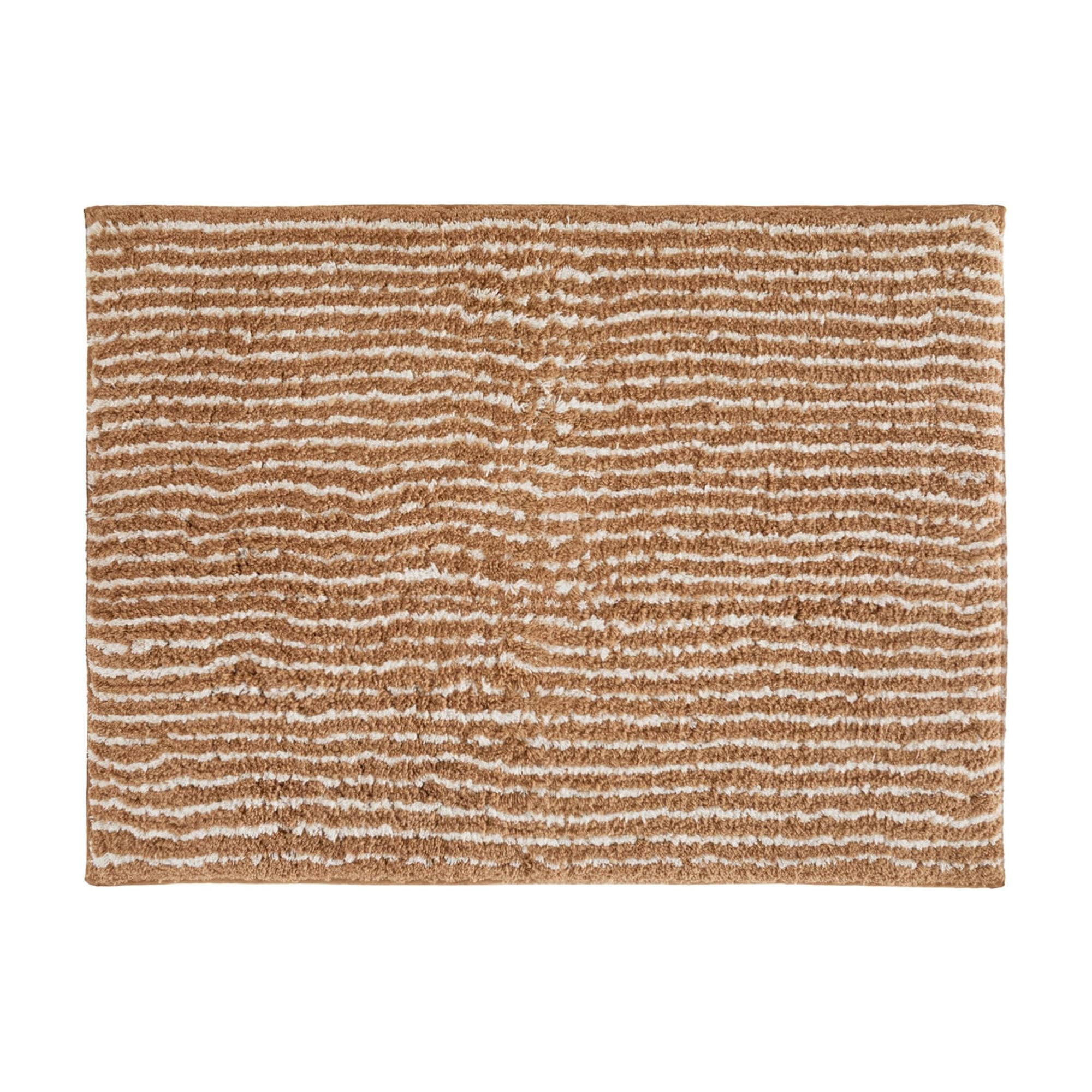Noble Linens Pinstripe Cotton Bath Mat, 24 in x 17 in, Mocha
