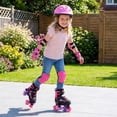 thumbnail image 2 of Gymax Patins à Roulettes pour Enfants 4 Tailles Réglables Patins Quad avec Roues Lumineuses pour 5-7 Ans Rose, 2 of 9