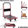thumbnail image 5 of Carro Patin Diablito con Ruedas Giratorias Plataforma De Carga Plana Plegable Carrito Manual de Empuje Carga hasta 150 Kg (Rojo), 5 of 5
