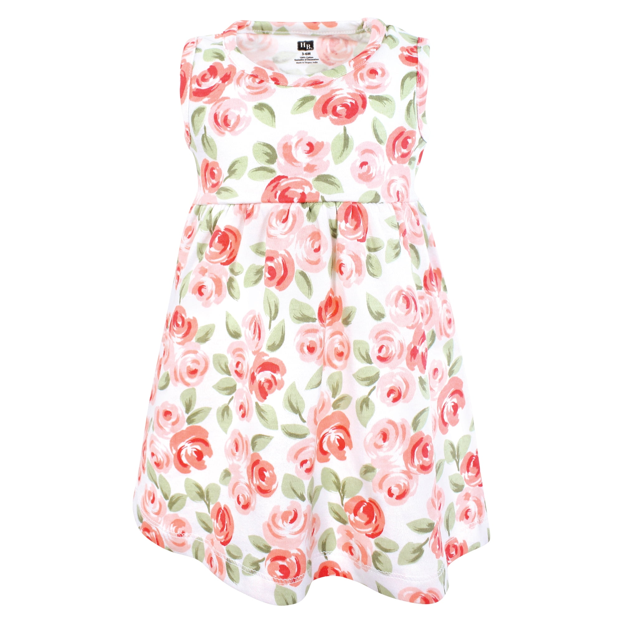 Hudson Baby Infant and Toddler Girls Cotton Dress and Cardigan Set, Coral Floral, 3T