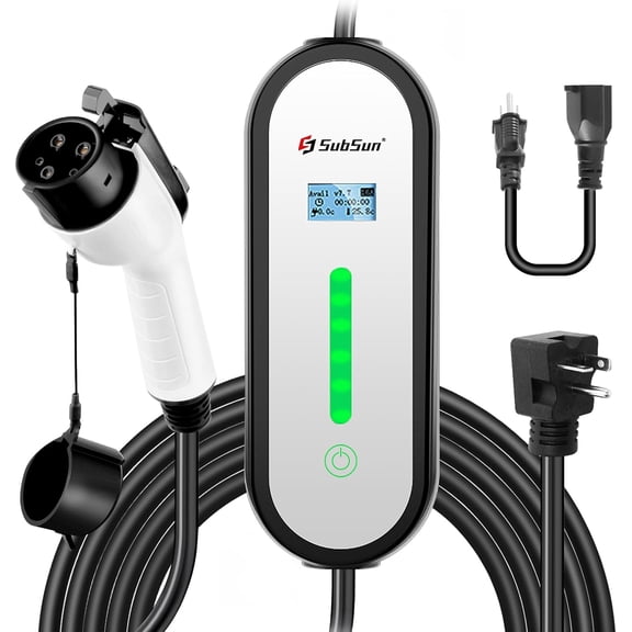 SubSun Universal Level 1 & 2 Portable EV Charger 16Amp 110V-240V Electric Car Charger for All EVs Include J1772, 25FT EV Charging Cable with NEMA 6-20P and 5-15 Adapter