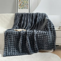 Litrail Soft Thick Warm Fleece Throw Blanket - 27x39 Inch Gray Striped Blanket, Cozy Winter Blanket for Sofa, Bed & Napping, Decorative Home Textile for Warmth & Comfort