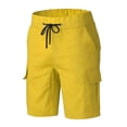 thumbnail image 5 of Lisingtool Cargo Shorts for Men Male Casual Mid Waist Shorts Pant Solid Splice Pocket Drawstring Knee Length Shorts Mens Shorts Yellow, 5 of 5