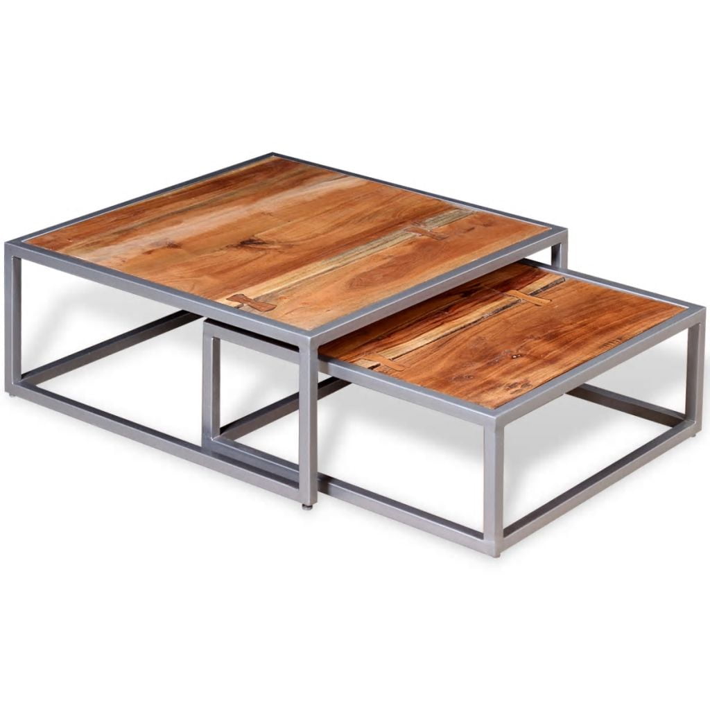 Kepooman Modern Solid Acacia Wood Square Coffee Table Set for Living Room, Set of 2, Brown Kepooman Modern Solid Acacia Wood Square Coffee Table Set for Living Room, Set of 2, Brown
