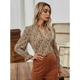 thumbnail image 2 of V Neck Colorful Floral Print Long Sleeve Fall Blouse for Women, 2 of 3