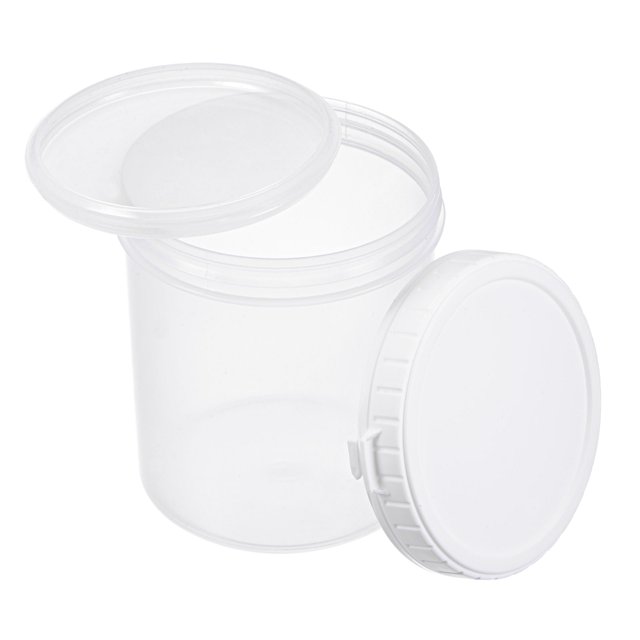 Unique Bargains Plastic Paint Pail 0.26-Gallon/1000mL with Sealing Strip Lids Clear 2Packs