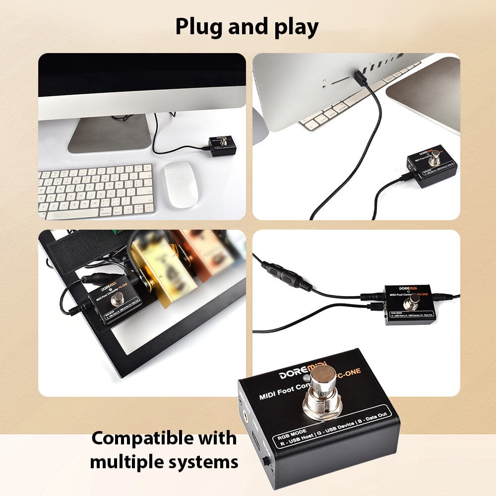 DOREMiDi MIDI Foot Controller Electric Guitar MIDI Effects Pedal Plug and Play MIDI Output Ports DIY CC/PC/NOTE Messages Various Trigger Modes Portable MIDI Device