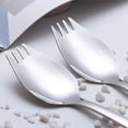 thumbnail image 4 of Sporks, paquete de 6 tenedores de acero inoxidable, cuchara para helado de 7 pulgadas y tenedores para ensalada, tenedores de postre reutilizables para aperitivos de frutas para uso diario, 4 of 5