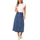 thumbnail image 2 of Faldas de mezclilla para mujer Inspire Chic, de cintura alta, en línea A, faldas de jean casuales con bolsillos, azul medio M, 2 of 6