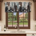 thumbnail image 6 of 2 Pack Valances for Window, Teal Brown Deer Silhouettes Short Curtains for Kitchen Bedroom Living Room, Trees Wooden Retro Art Farmhouse Rod Pocket Small Window Treatment Valance Drapes 42 x 12 Inch, 6 of 8