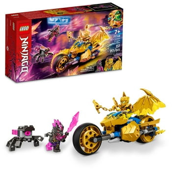 LEGO NINJAGO Jay's Golden Dragon Set, 71768 Toy Motorcycle with Dragon, Spider Figure and Jay Minifigure, Birthday Gift Idea For Kids 7 Plus