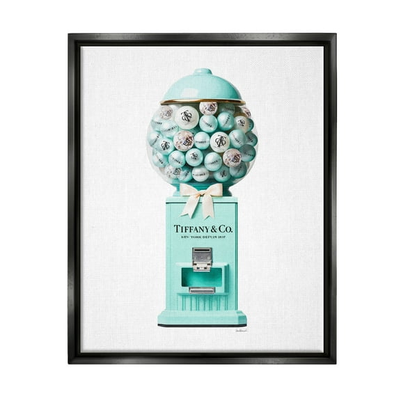 Stupell Industries Turquoise Fashion Candy Beauty & Fashion Painting Black Floater Framed Canvas Art Print Wall Art, 17 x 21