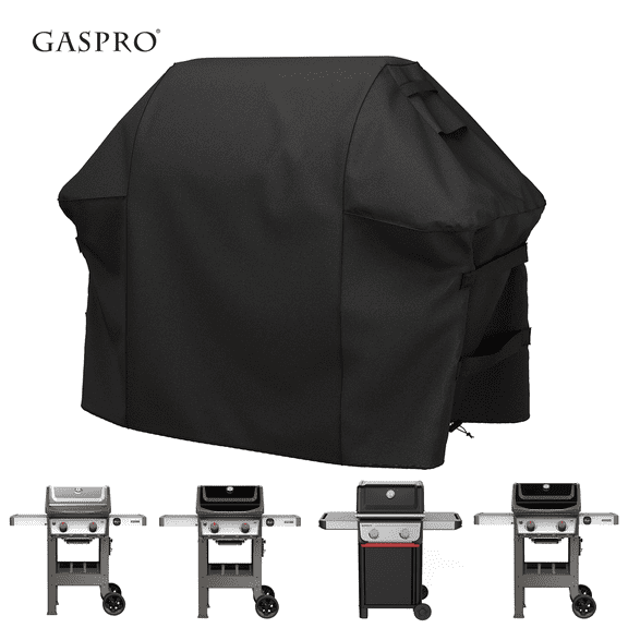 Gaspro Grill Cover for Weber Spirit II 200 Series, Double Straps and Built-in Vents, Heavy Duty & Waterproof, Fits Grill Up to 48 Inch Wide, Black