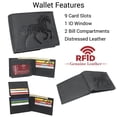 thumbnail image 2 of MARSHAL Equestrian Mens Cowhide Leather RFID Bifold Wallet with Running Horse Debossed Design Brown, 2 of 9