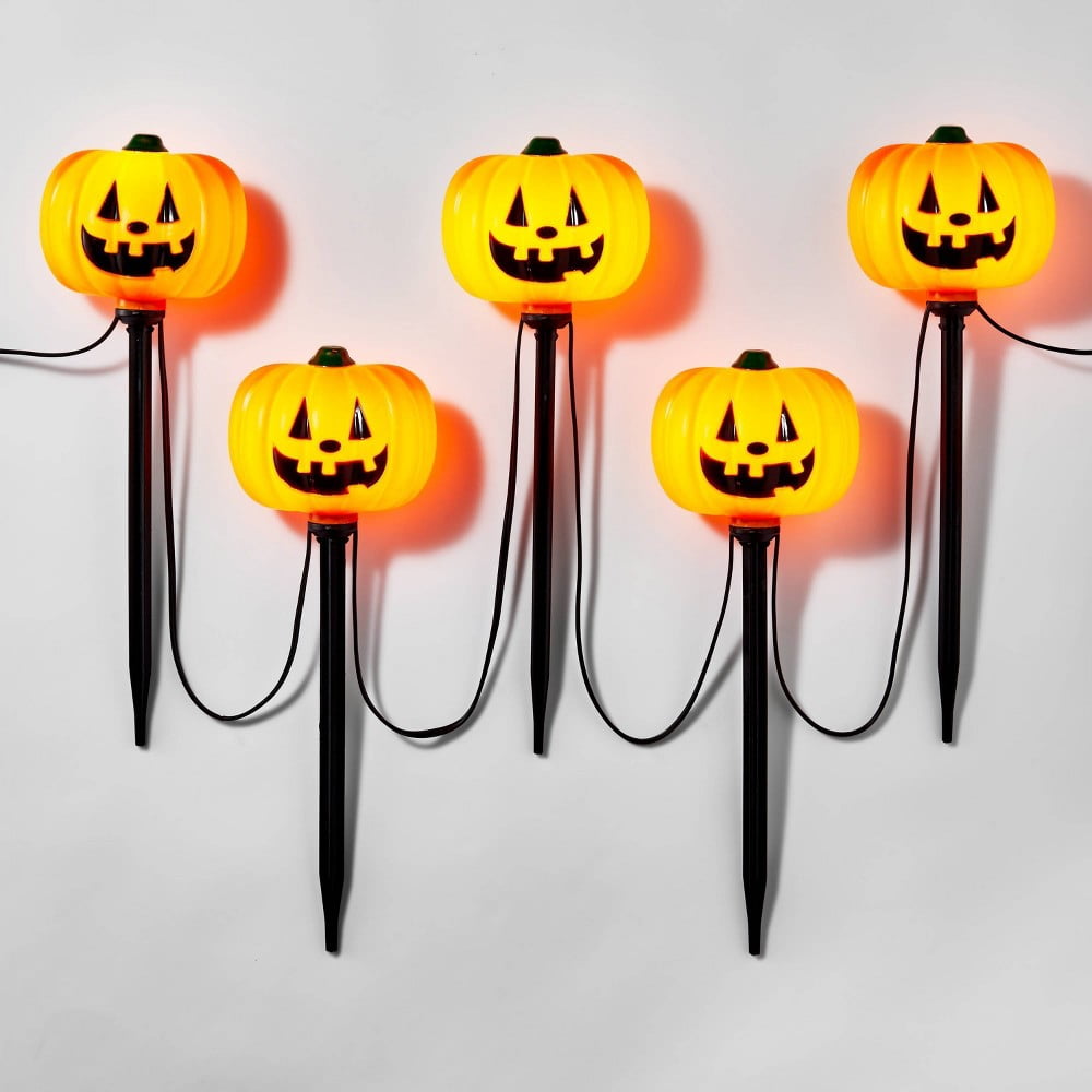 Halloween 5ct Incandescent Clear Pumpkin Pathway Halloween Light Up