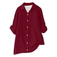 thumbnail image 4 of Yubnlvae Wine Loose Shirt Top Stand Solid Color Long Sleeve Lapel Collar Casual Women's Shirt Women's Shirt, Xxl, 4 of 4