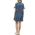 thumbnail image 3 of INSPIRE CHIC Denim Mini Dress for Women's Ruffle Sleeve Button Up Collared Casual Jean Dresses with Pockets XS Blue, 3 of 6