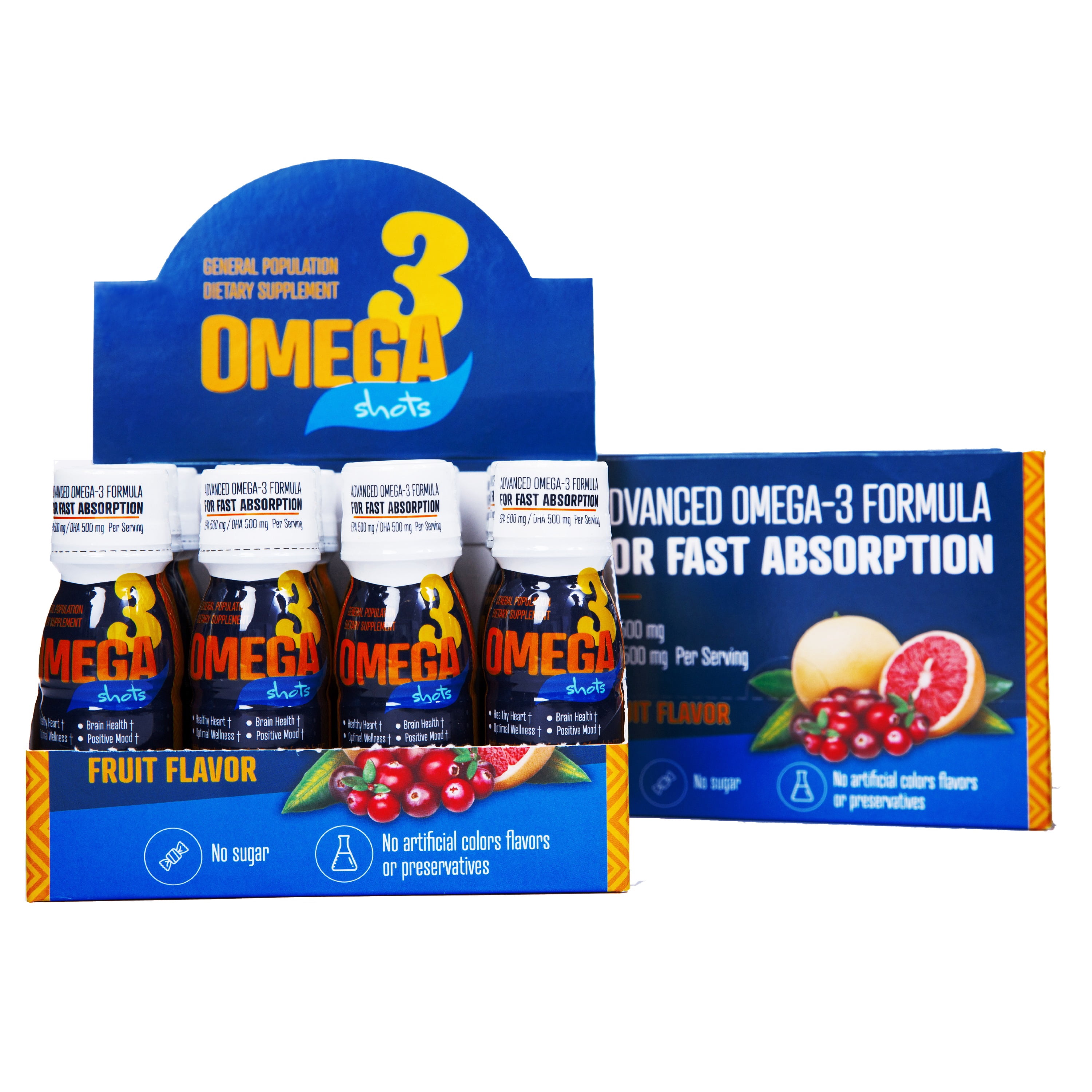 Advanced Omega-3 Shots for General Population, EPA 500 mg, DHA 500 mg  Supports Optimal Wellness - 2.5 Fl Oz (12 Pack) - Walmart.com