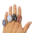 thumbnail image 2 of Nvzi Anillo natural hecho a mano, anillo de árbol de la vida de piedra natural ovalada envuelto a mano, anillo de apertura ajustable (púrpura), 2 of 5