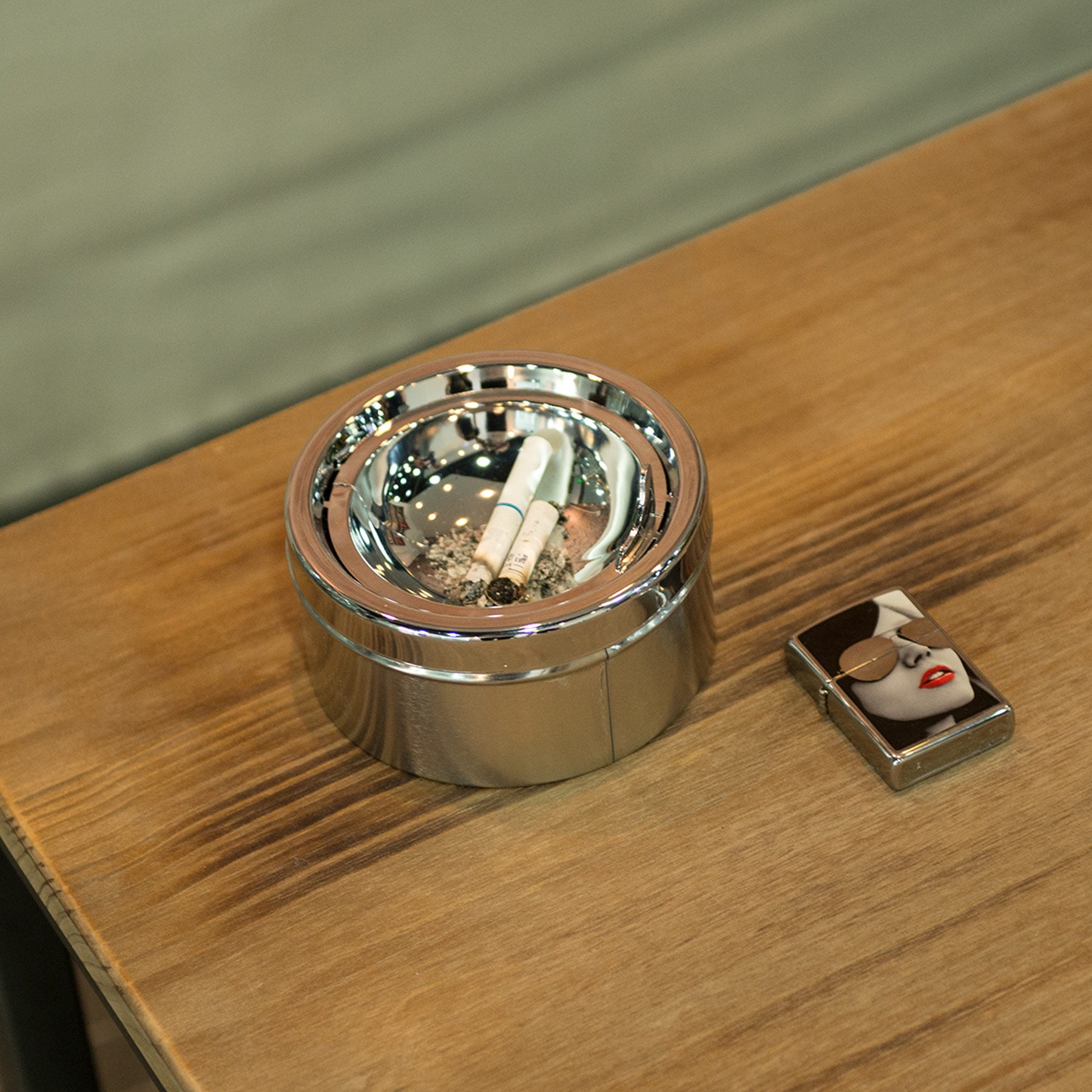 Floor Standing Ashtray with Lid 24 In. Height, White Retro, Self-Cleaning, Waterproof