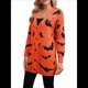 thumbnail image 3 of Cárdigan de Punto Holgado Informal de Larga con Botones para Mujer, con Diseño de Murciélago de Halloween. Color Naranja S, 3 of 10