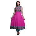 thumbnail image 1 of Bimba Robe Anarkali Damassé Rose Fuchsia pour Femmes, Kurti Imprimé Ethnique Indien, Longue Kurta, Robe de Soirée, Très Grand, 1 of 6