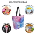 thumbnail image 7 of FORMRS Womens Canvas Tote Bag with Zipper Inner Pocket Shoulder Handbag, Watercolor Blue Marble Pattern, 7 of 7