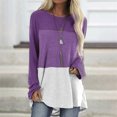 thumbnail image 4 of Camiseta de mujer de manga larga, cuello redondo, color en contraste, camiseta de algodón, morado, L sidaley AP000711-12, 4 of 7