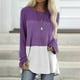 thumbnail image 4 of Camiseta de mujer de manga larga, cuello redondo, color en contraste, camiseta de algodón, morado, L Scienceny AP000711-12, 4 of 7