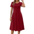 thumbnail image 3 of Fantaslook Summer Dresses for Women Casual Short Sleeve Pleated Dress Flowy Floral Dress with Pockets Flare Midi Sundress, 3 of 9