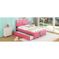 thumbnail image 4 of Miekor Furniture Full Size Upholstered Platform Bed with Trundle and Heart Shaped Decoration, Dark Pink B3A139, 4 of 8