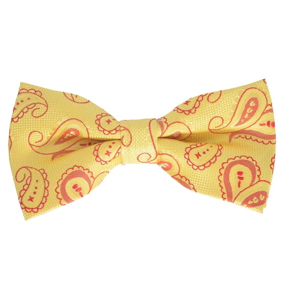 Yellow and Red Hand Made Classic Paisley Men's Bow Tie