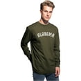 thumbnail image 2 of Daxton Retro Alabama Arch Font Long Sleeves T Shirt Soft Medium Weight Cotton, Olive Tee White Font, L, 2 of 2
