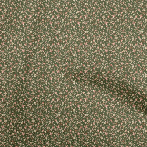 oneOone Cotton Poplin Olive Green Fabric Asian Japanese Floral Sewing Fabric By The Yard Printed Diy Clothing Sewing Supplies 56 Inch Wide
