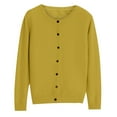 thumbnail image 5 of Holzkary Womens Cardigan Sweaters Lightweight Crew Neck Long Sleeve Outfits Fall Fashion 2025 Clothing Womens Basic Crew Neck Long Sleeve Down Cardigan Yellow Xl, 5 of 5
