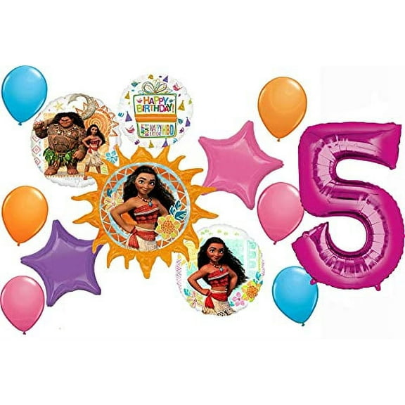 Moana Party Supplies 5th Birthday Master Way-Finder Balloon Bouquet Decorations