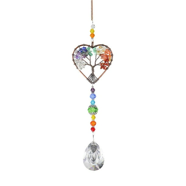 Colgante de cristal hecho a mano de cristal curativo, accesorios para colgar en el coche (corazón) Ndcxsfigh Libre de BPA