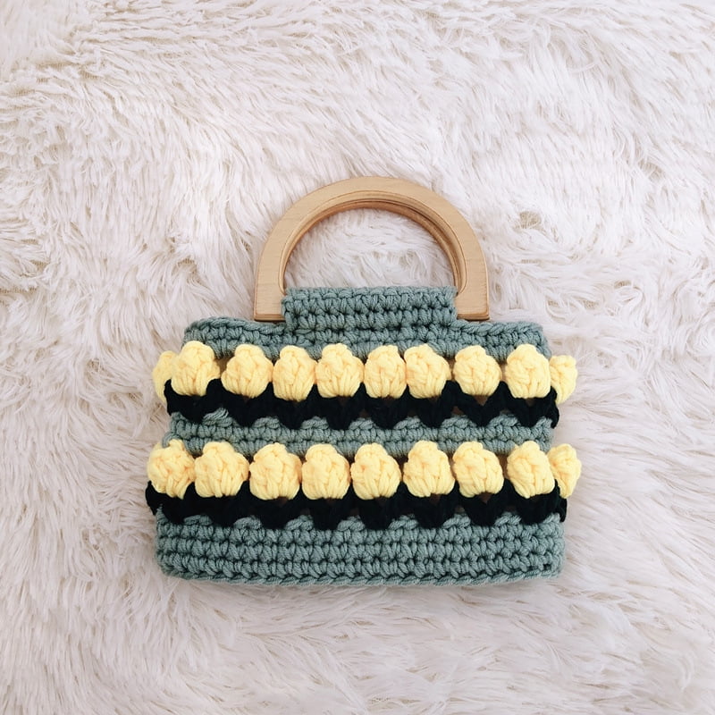 Knitting bag with wooden handles hotsell