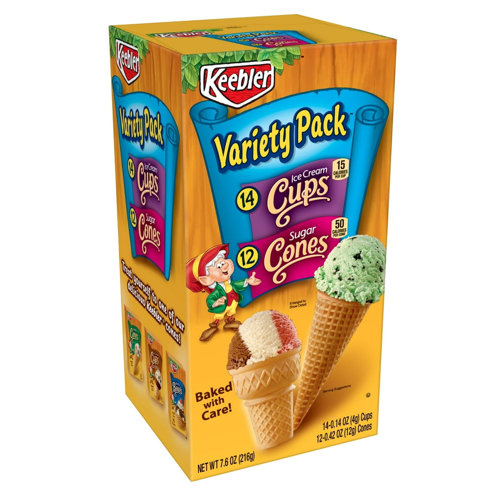 Keebler Sugar Cones Ice Cream Cups Variety Pack, 7.6 Oz., 26 Count